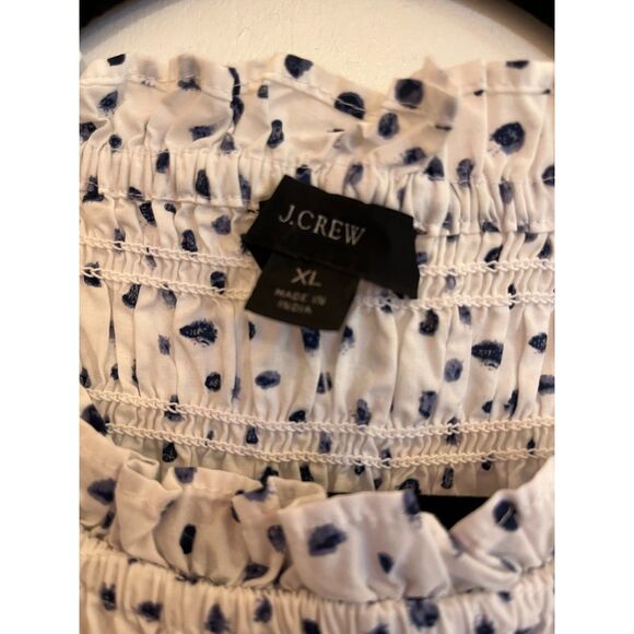 NWT J.Crew Puff-sleeve Smocked Mini Dress Polka Dot - Picture 3 of 10